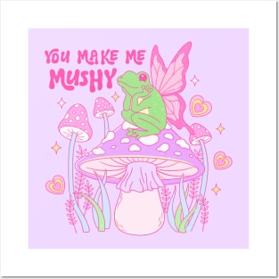 You Make Me Mushy Frog In Love Happy Valentines Day Posters and Art